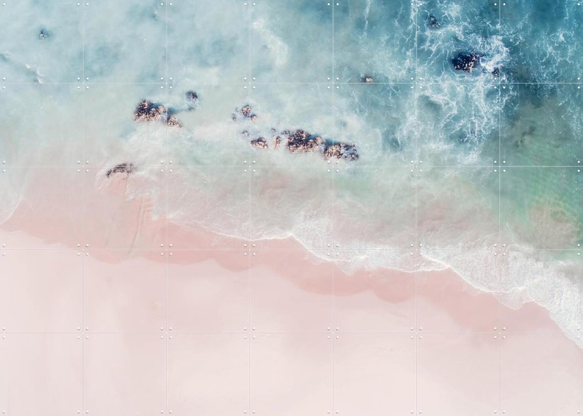 IXXI Aerial Ocean Pink Sand, Ingrid Beddoes - 140 x 100 cm - Gratis ophangtool - Grote wanddecoratie en posters - Abstract, Fotografie, Kleurrijk