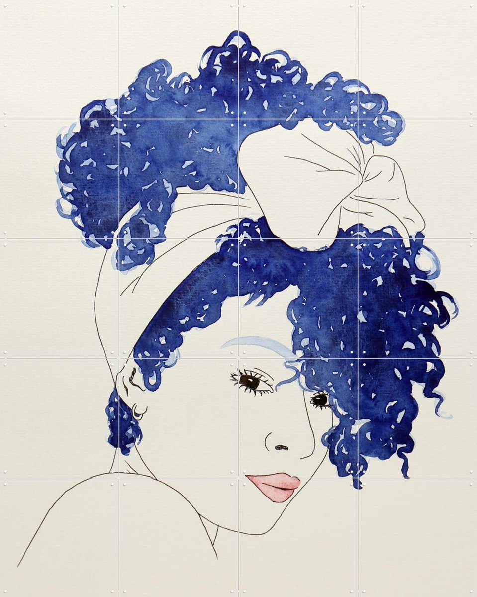 IXXI Sexy Lady with Curls, Natalie Bruns - 80 x 100 cm - Gratis ophangtool - Grote wanddecoratie en posters - Aquarel, Line art, Illustraties