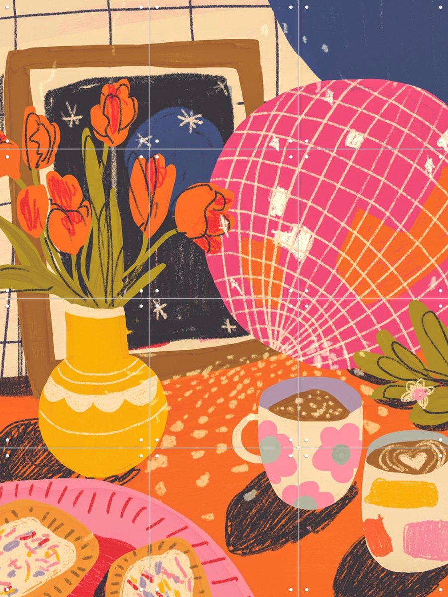 IXXI Disco tea, Gigi Rosado - 60 x 80 cm - Gratis ophangtool - Grote wanddecoratie en posters - Illustraties, Digitale Kunst, Grafisch Ontwerp