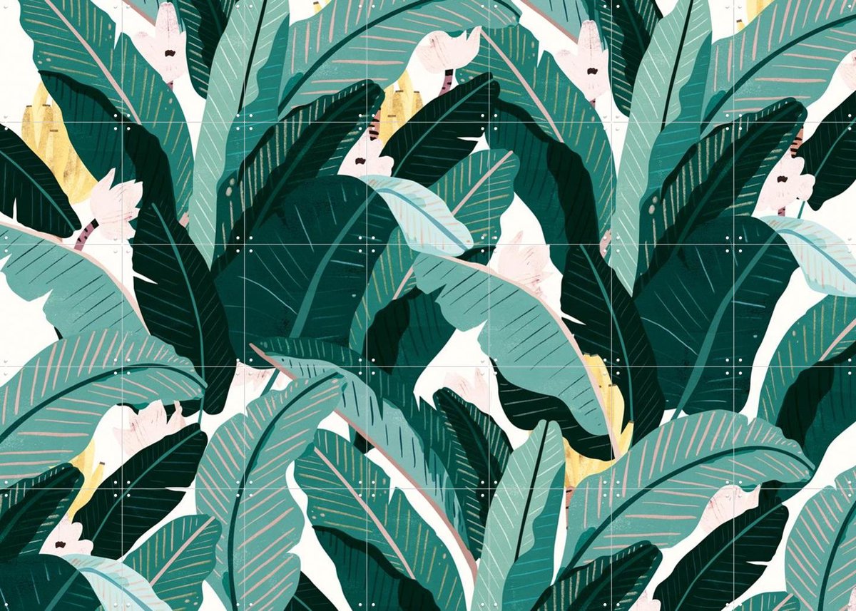 IXXI Banana Leaf Powder Pink, Lotte Dirks - 140 x 100 cm - Gratis ophangtool - Grote wanddecoratie en posters - Illustraties, Grafisch Ontwerp