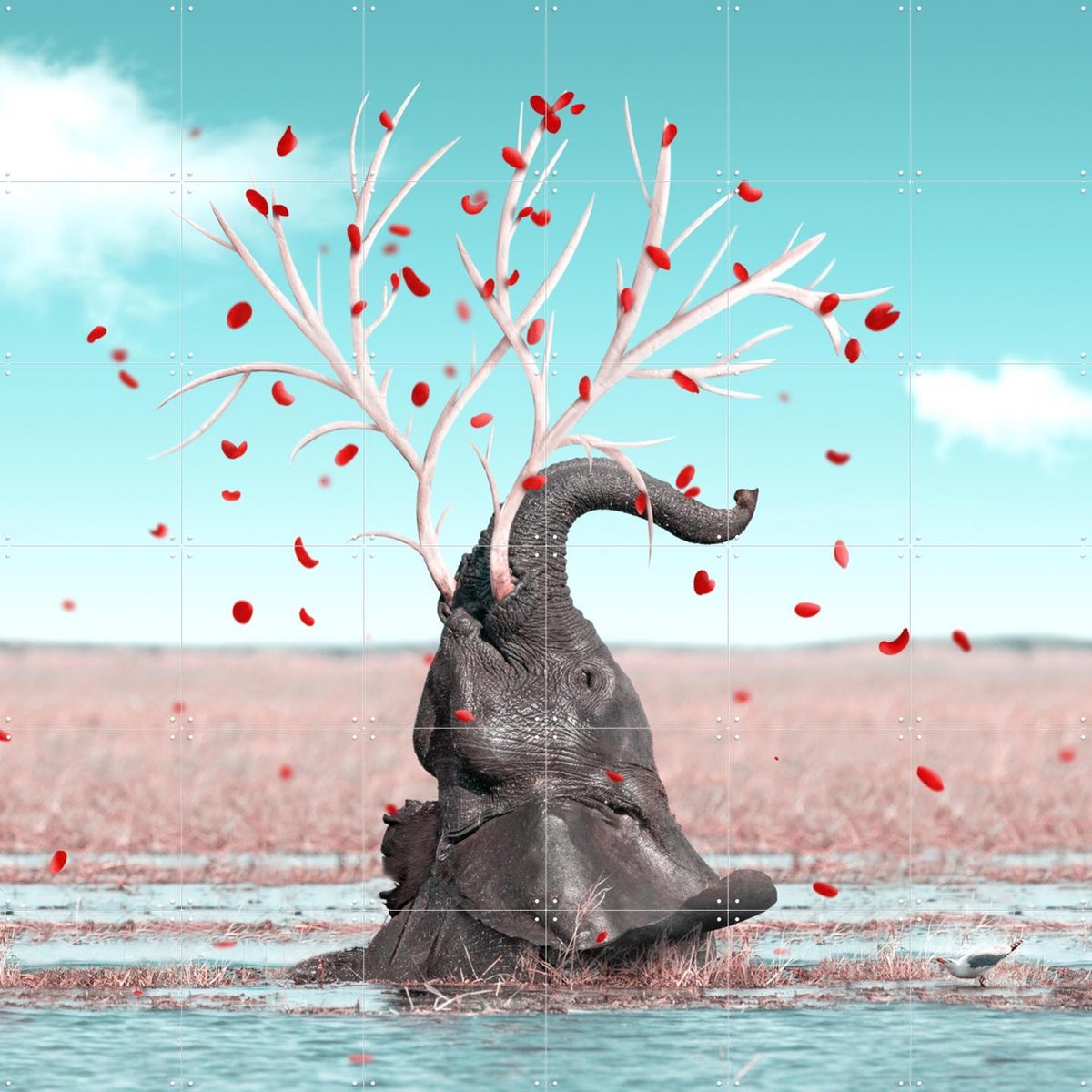 IXXI End of Cycle, Julien Tabet - 120 x 120 cm - Gratis ophangtool - Grote wanddecoratie en posters - Surrealisme, Speels, Digitale Kunst, Woonkamer