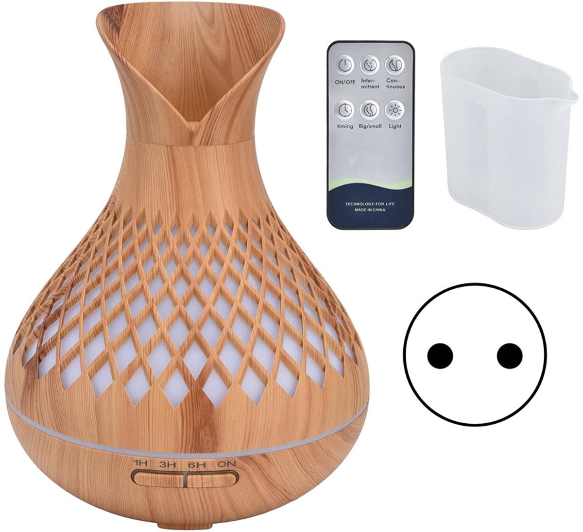 Luchtbevochtiger - Humidifier 500ML - Vernevelaar - Waterverdamper - Lichtbruin