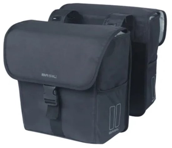 Basil GO - Dubbele fietstas - 32 Liter - Waterafstotend - Reflectiedetails - Zwart