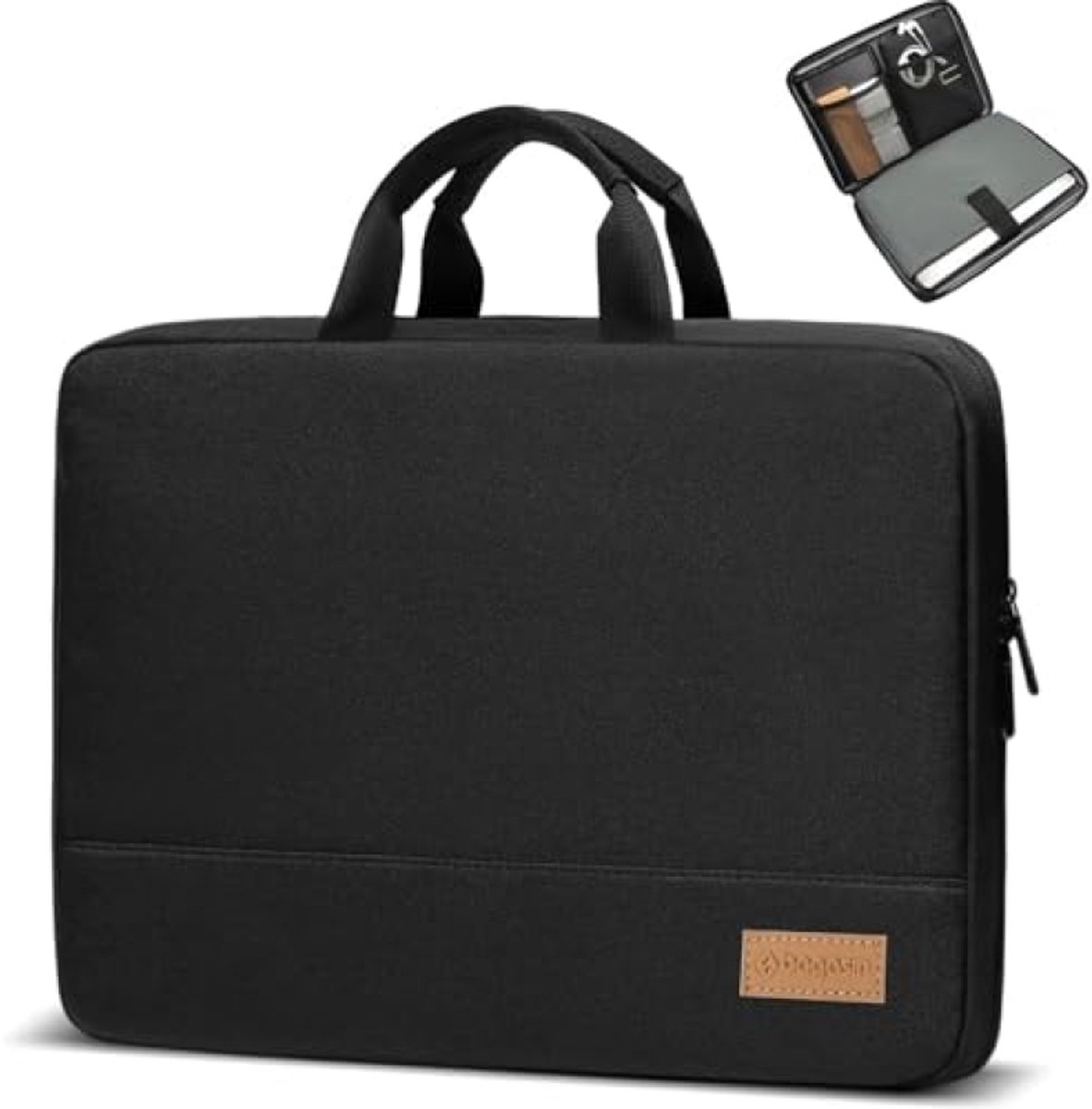 Slanke laptophoes 17.3 inch - Waterbestendige draagtas met handvat en extra vakken