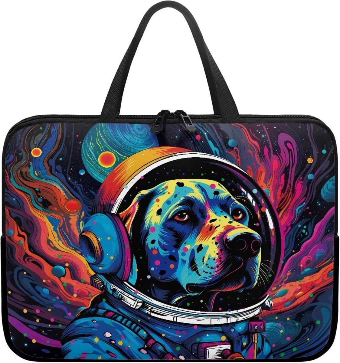 Laptoptas - Computertas Sleeve - Bescherming Onderweg - Waterdicht Scheurvast - Tot 17 inch - Kleurrijke Astronaut Hond