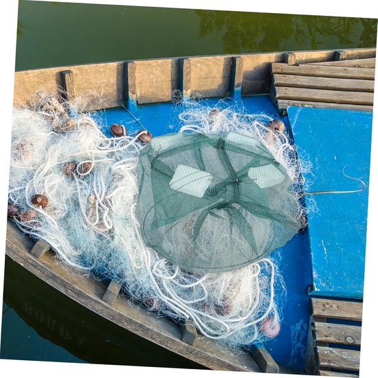 Visnet Val - Vangnet Fuik - Vissen Vangen - Draagbaar Compact - 35x35x0.1cm - Groen — afbeelding 4