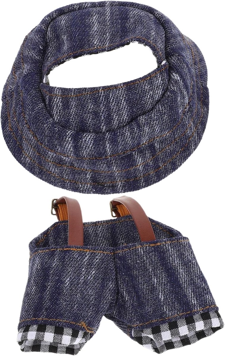 Poppenkleding Set - Speelgoedkleding DIY - Poppen Aankleden - Vintage Denim Stijl - 8.5 x 8.5 cm - Multi