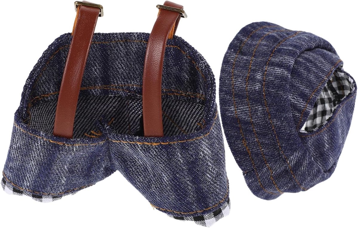 Poppenkleding Set - Babypop Kleding - DIY Speelgoed - Vintage Denim Stijl - 8.5 x 8.5 cm - Blauw