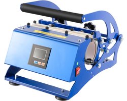 Kopjespers Machine - Mok Printer - Personalisatie Knutselen - 6-in-1 Verwisselbaar - Instelbaar Tijd Temperatuur - Blauw