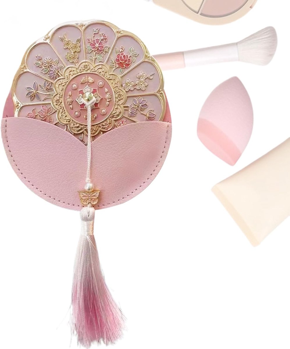Compacte handspiegel - Zakspiegel - Make-up aanbrengen - Elegant bloemenpatroon - 95 x 92 cm