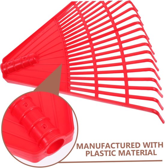 Gazonhark Bladeren - Kunststof Hark - Efficiënte Reiniging - Lichtgewicht Ontwerp - 45x45x45 mm - rood — afbeelding 5