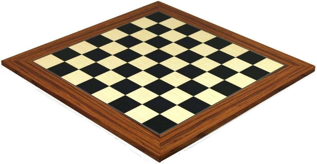 Houten Schaakbord - Palissander Esdoorn - Strategisch Spel - Toernooi Formaat - 50x50cm - Bruin Zwart