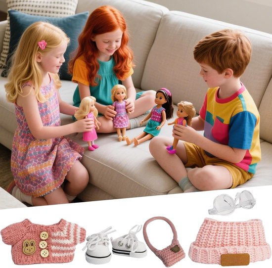 Poppenkleding Set - Speelgoed Mode - Kinderen Verkleed - Handgemaakt Breiwerk - 15-17cm Poppen - Stijl A — afbeelding 4