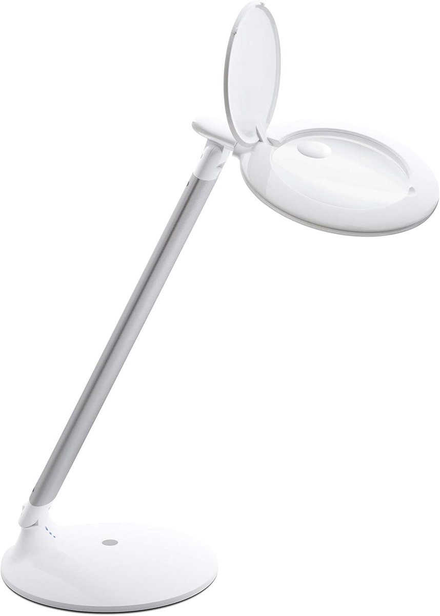 Tafelloep LED - Vergrootglas Bureau - Precisiewerk - Verstelbare Arm - 33cm Hoogte - Wit