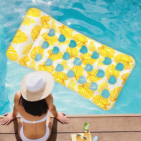 Opblaasbaar Vlot - Waterligstoel Luchtbed - Ontspannen in water - Verbeterd luchtdicht ontwerp - 176 x 86 cm - Geel — afbeelding 5