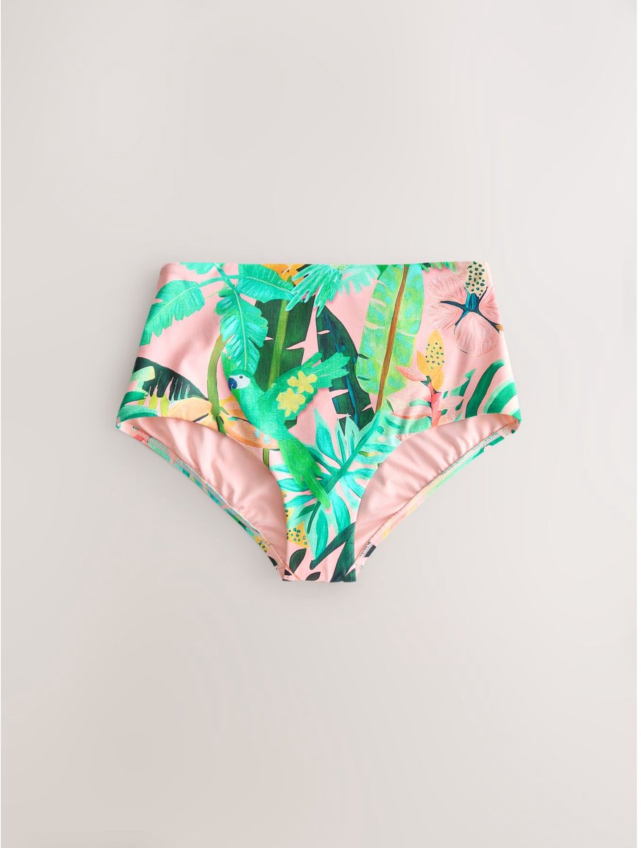 Next Dames - Bikinislip met hoge taille en print - Roze Coral Pink Tropical