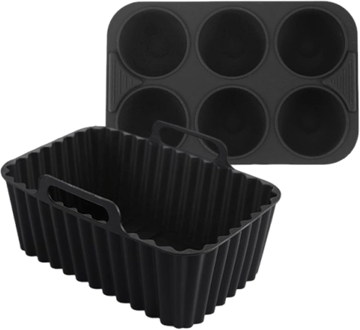Airfryer Bakmatten Herbruikbare Liners Maaltijdvoorbereiding Antiaanbak Siliconen 26.8x13cm Zwart