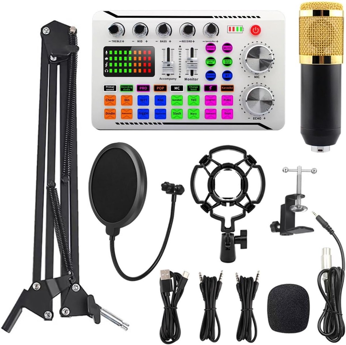 Opnamepakket - Studio Set - Podcasting Streaming - Compleet Systeem - 40cm Pakket - Wit