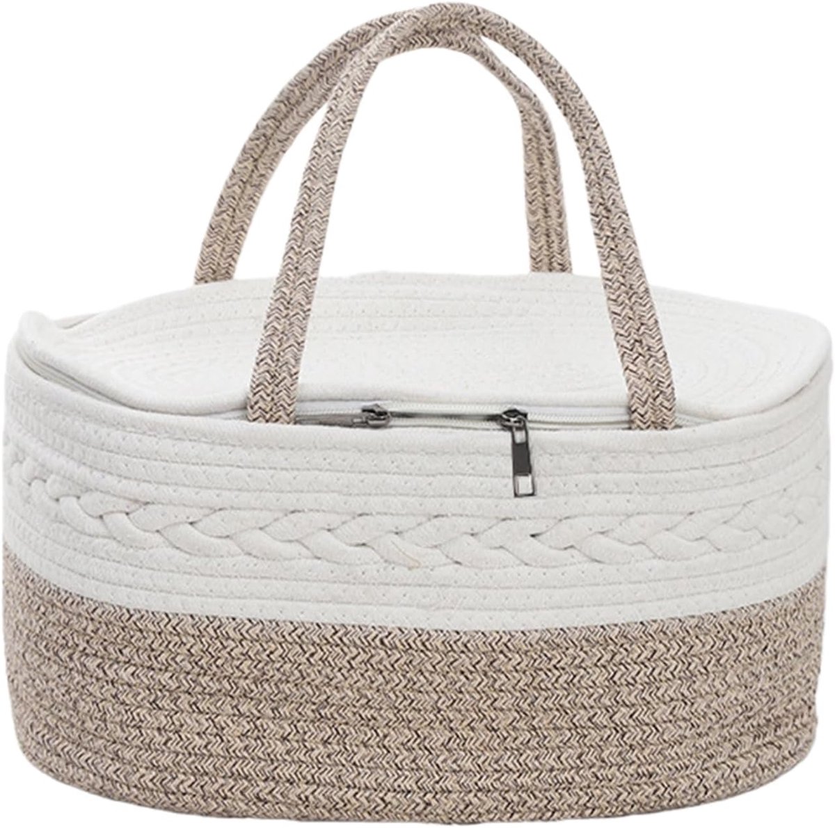 Luiermand Babykamer - Opbergmand Organizer - Babybenodigdheden Opslag - Afneembaar Draagbaar Ontwerp - 37 x 26 x 18.5 cm - Lichtbruin