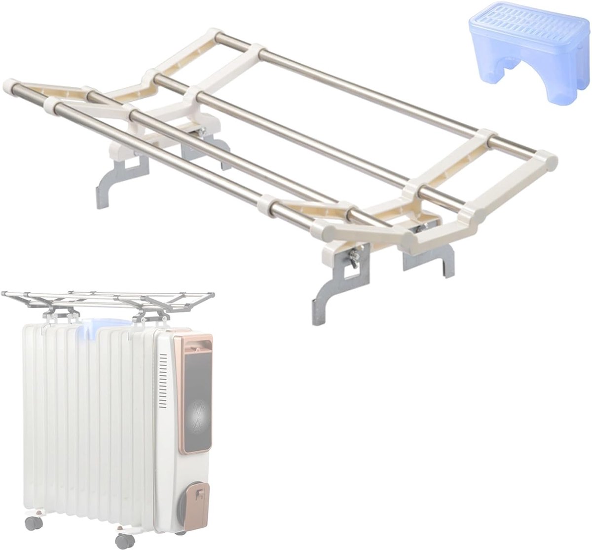 Droogrek Radiator Verwarmingsrek Kleding Drogen Met Bevochtiger 60cm Wit