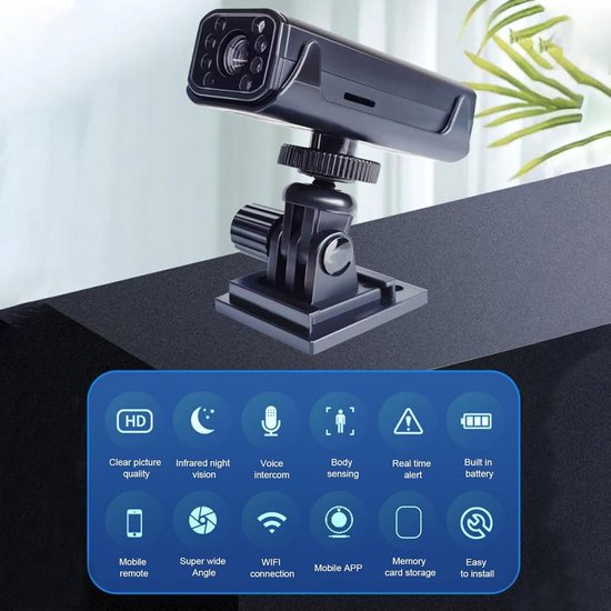Beveiligingscamera voor Binnen - Wifi Camera - Thuis Bewaken - Bewegingsdetectie Nachtzicht - 10x10x4 cm — afbeelding 2