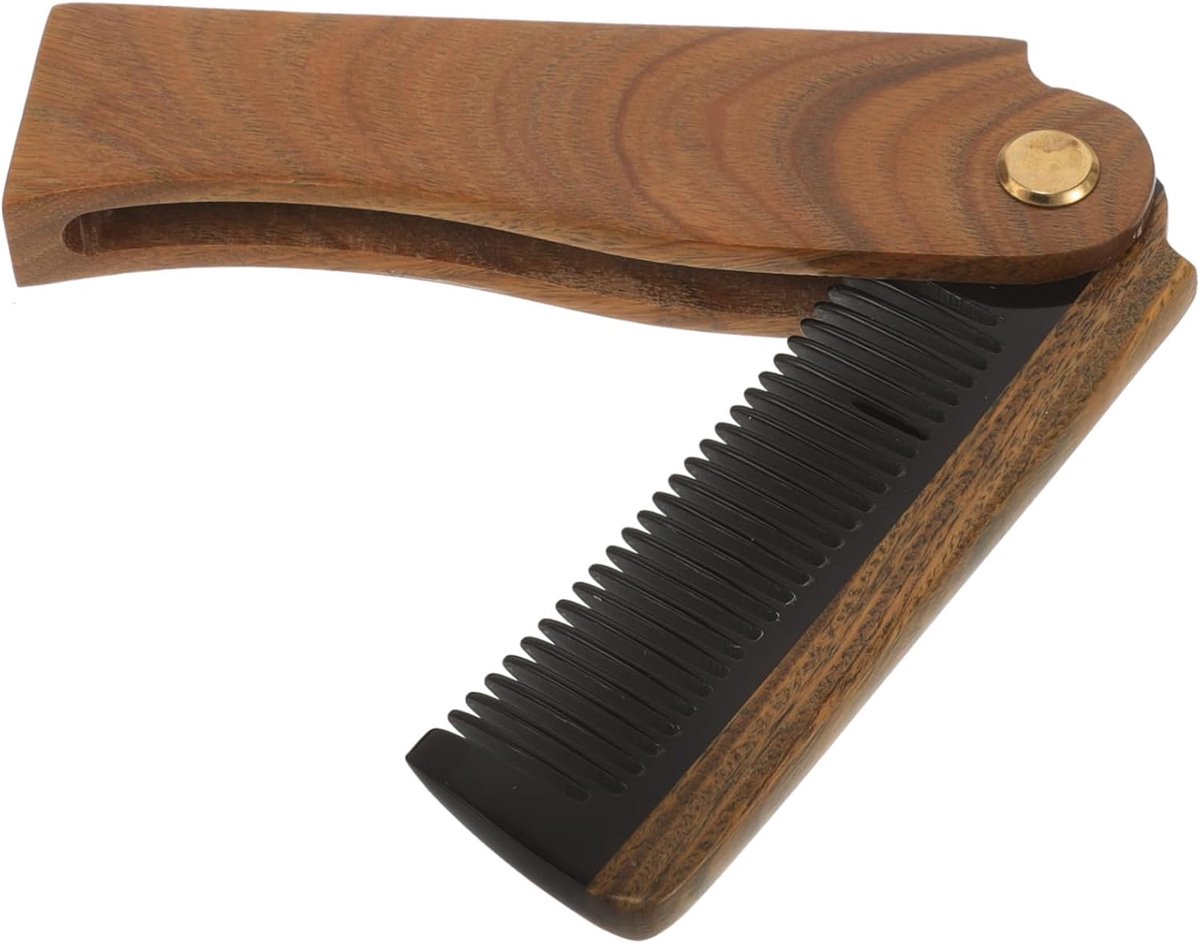 Vouwbare Baardkam - Houten Kam - Baard Verzorging - Compact Lichtgewicht - 18.3 cm - Natuurlijk