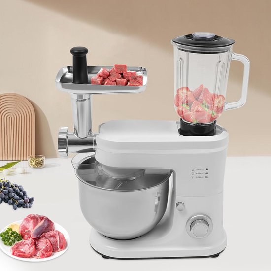 Keukenmachine Mixer - Blender Sapper - Bakken en Mixen - Krachtige 1500W Motor - 6L Kom Capaciteit - Wit — afbeelding 2