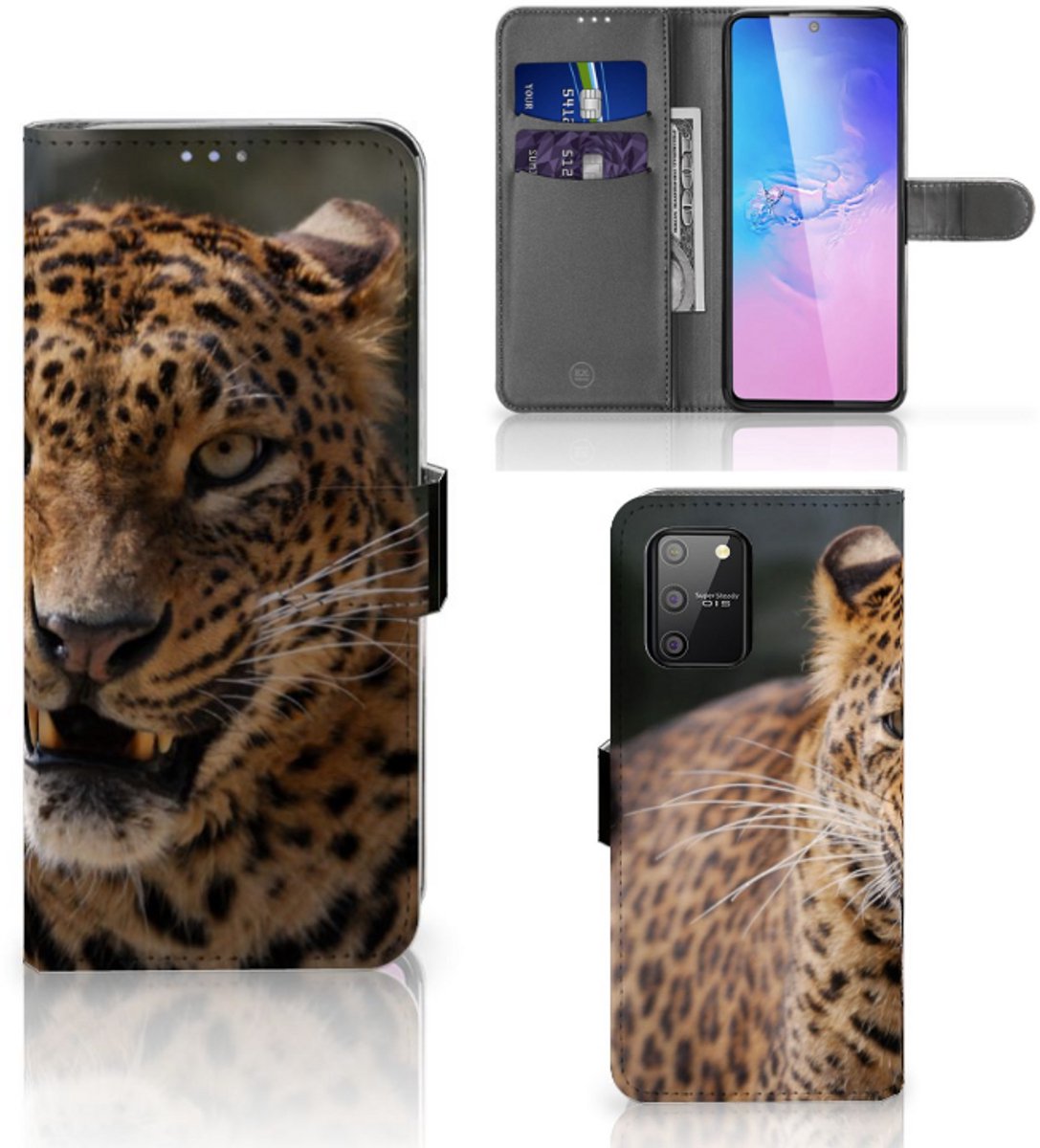 Samsung S10 Lite Telefoonhoesje met Pasjes Luipaard