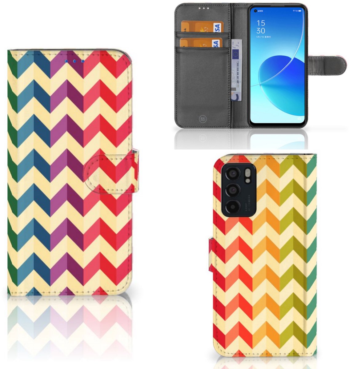 OPPO Reno6 5G Telefoon Hoesje Zigzag Multi Color