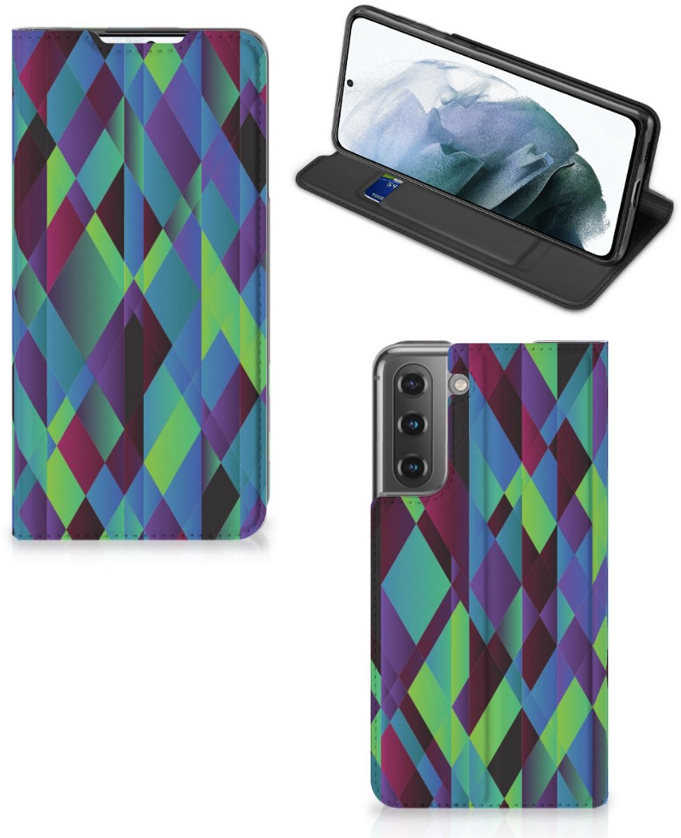 Samsung Galaxy S21 FE Stand Case Abstract Green Blue
