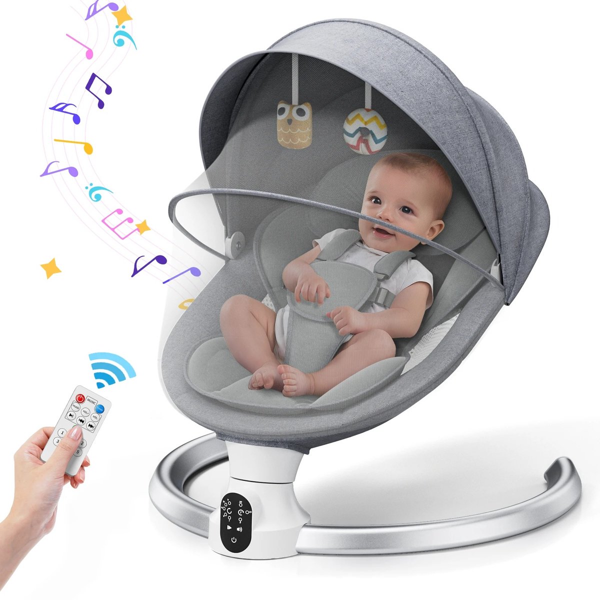 HHHK - Elektrische Wipstoel - Babyschommel - Wipstoel - Elektrische Babyschommel - Babyswing - Elektrische Wipstoel Baby - Baby thumbnail 4