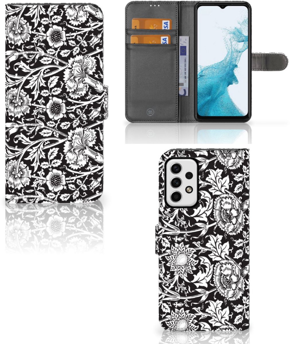 Samsung Galaxy A23 Hoesje Black Flowers
