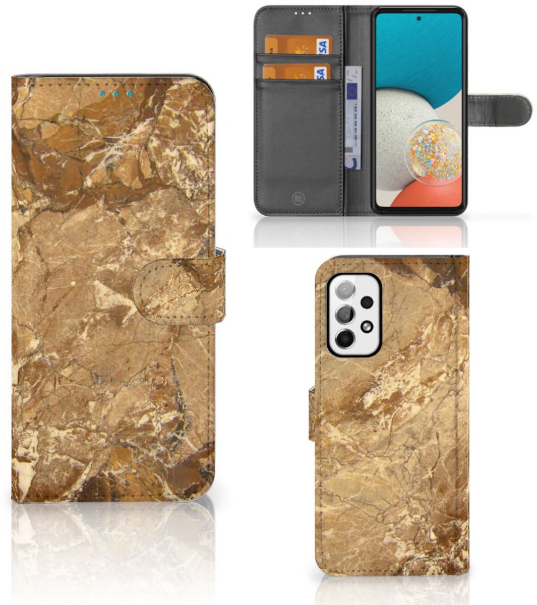Boekhoesje voor Samsung Galaxy A73 5G Bookcase Marmer Creme