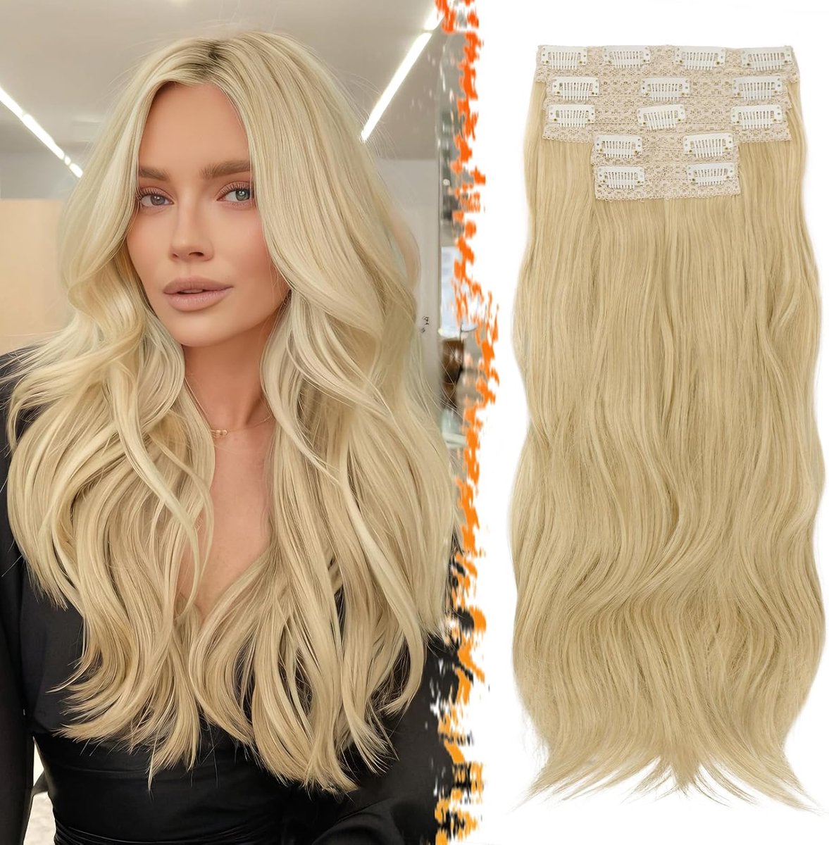 Golvende Clip-in Haarextensions voor Vrouwen - 50cm Haarverlenging met 5 Stukken
