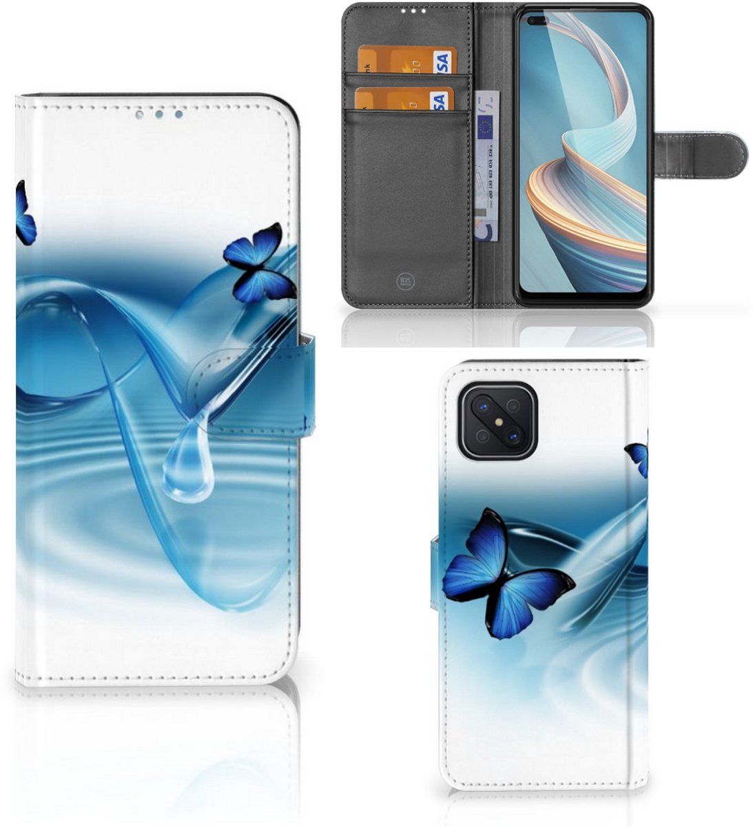 OPPO Reno4 Z Telefoonhoesje met Pasjes Vlinders