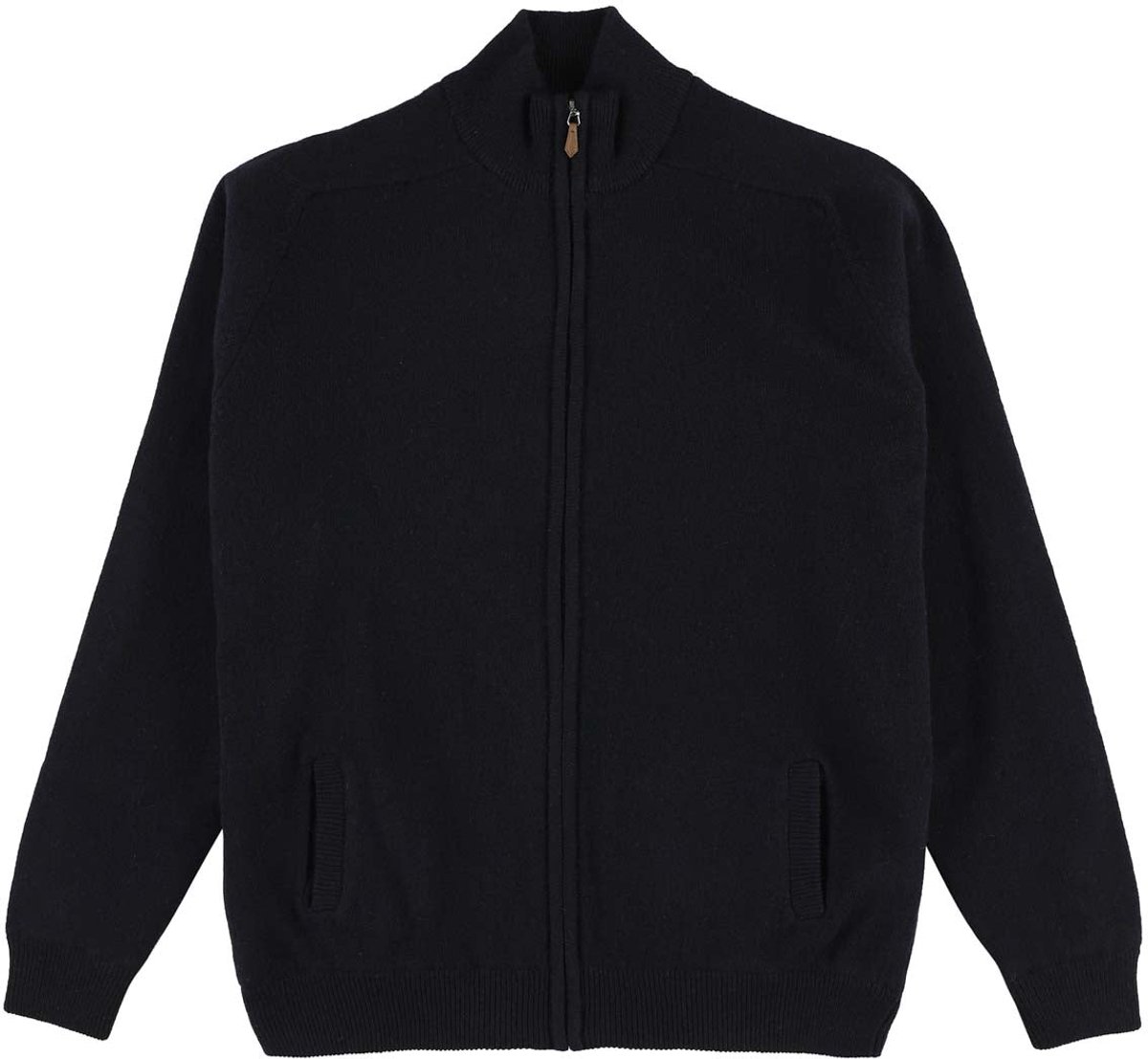 Osborne Knitwear Windstopper cardigan met rits heren – Trui met rits heren in Lamswol - Pullover Heren - Navy - Zwarte voering - S