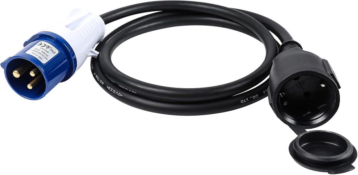 CEE Adapter Kabel 1.5M, Schuko naar CEE Plug IP44 Waterdicht voor Camping en Caravan