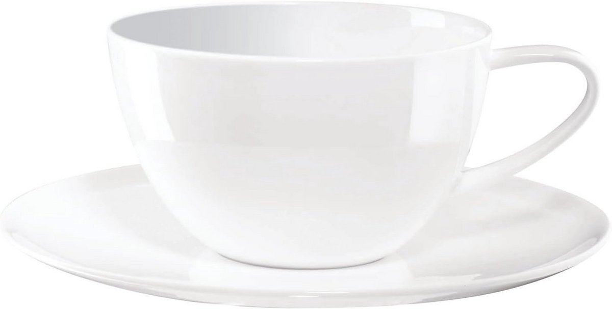 Café au Lait mok 12,1 cm - Porselein wit en schotel