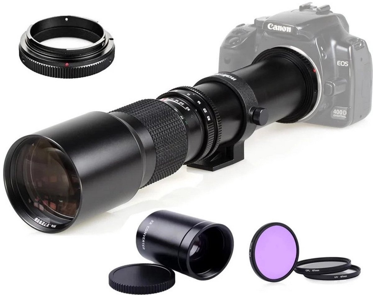 Lightdow 500mm/1000mm F/8.0 super manual focus telelens zoomlens voor Canon EOS EF body's