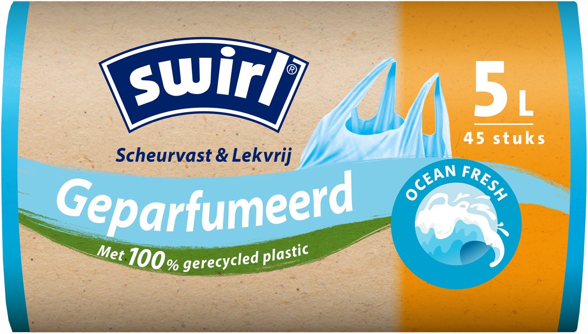 Swirl Pedaalemmerzakken Geparfumeerd Ocean Fresh 5 liter 45 stuks