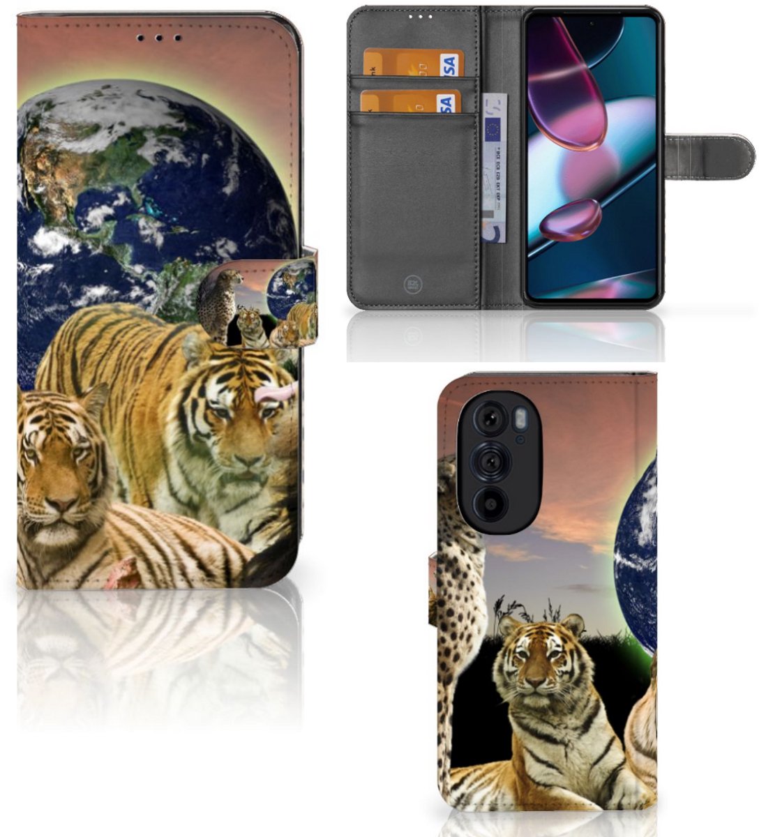 Motorola Edge 30 Pro Telefoonhoesje met Pasjes Roofdieren