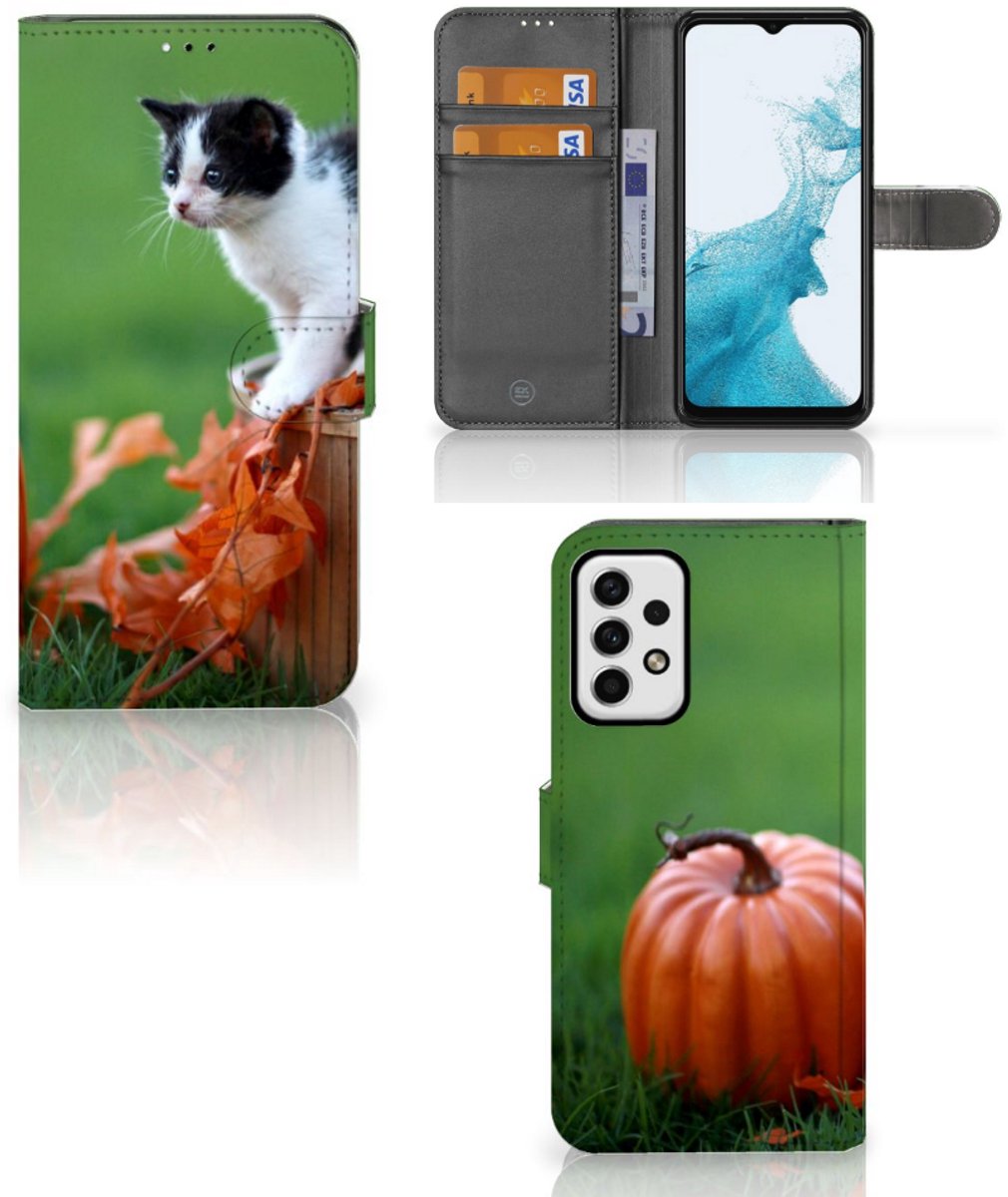 Samsung Galaxy A23 Telefoonhoesje met Pasjes Kitten