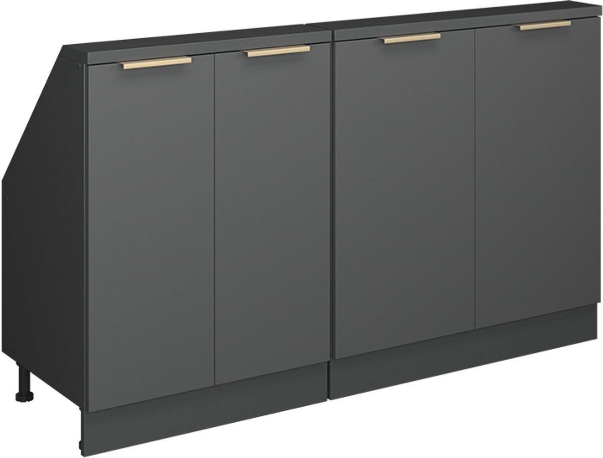 Vicco R-Line Keukenkast voor schuine wand – 140 cm Set van 2 Antraciet-goud Antraciet-goud/Antraciet