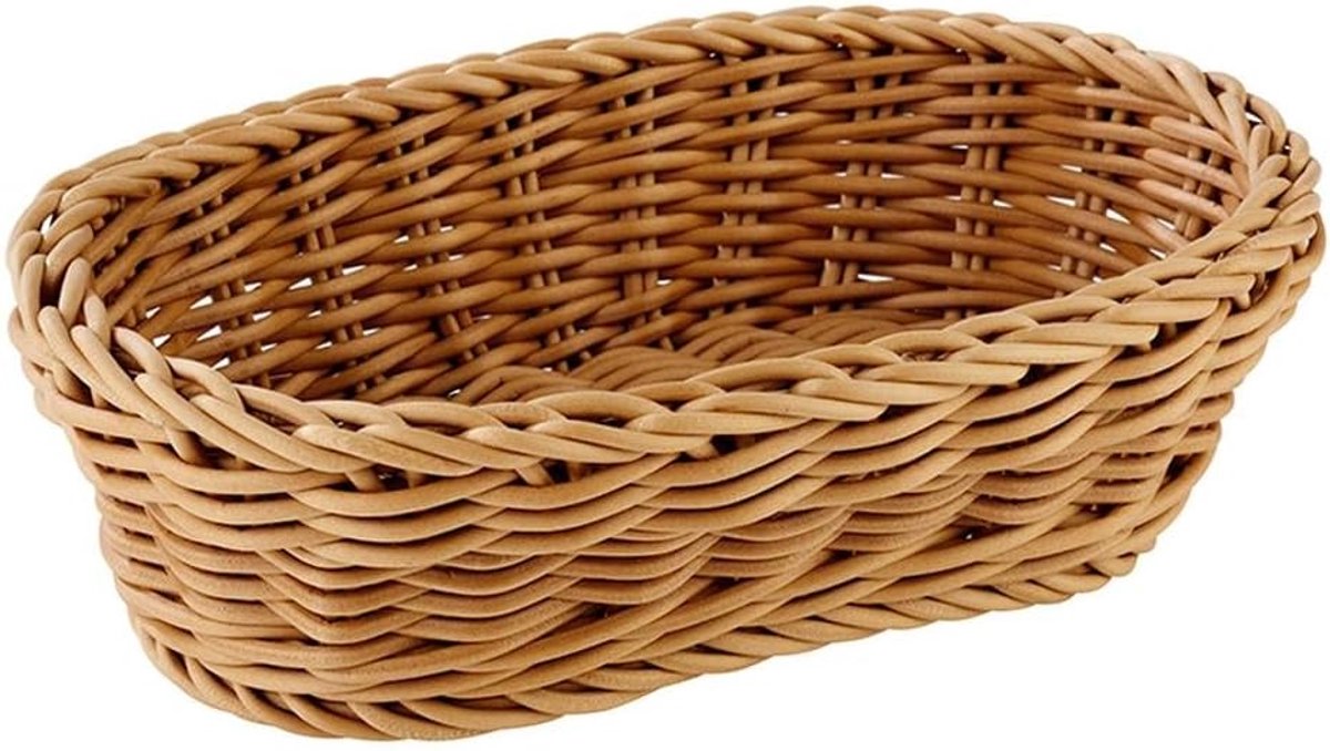 Ovale Rieten Mand voor Tafel - Duurzame Polypropyleen Mand - 19 x 12 cm - Lichtbruin