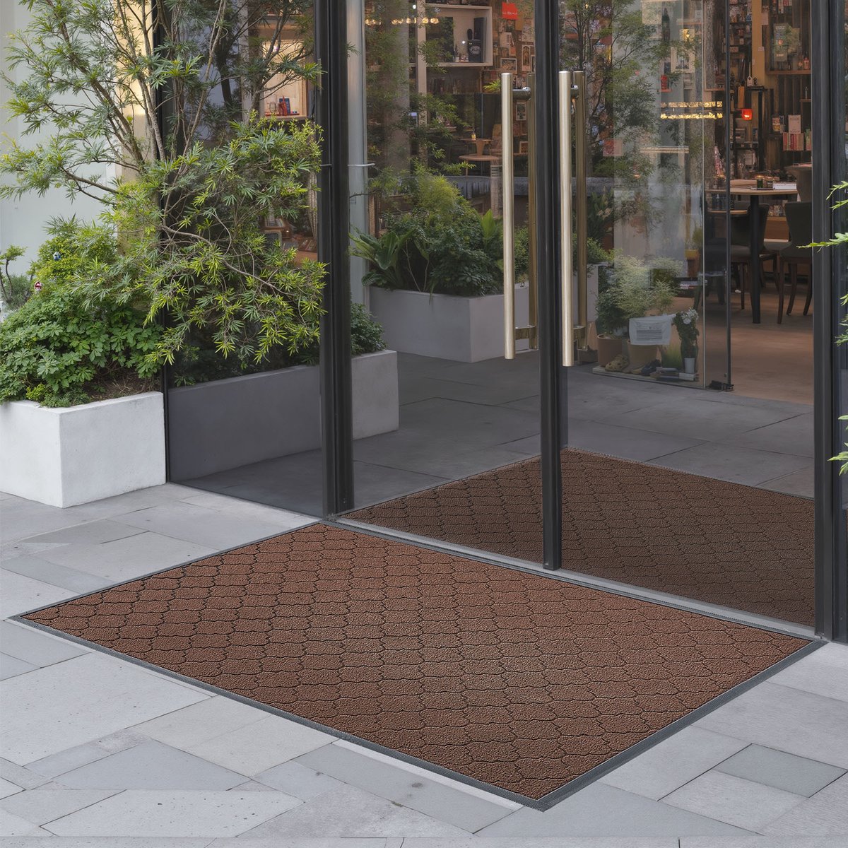 Vevor Voordeurmat, 1194 X 889 mm, Commerciële Vloermat voor Binnen- En Buitengebruik, Modern Stijlvol Tapijt met Tpe-Rug, Duurzaam Wasbaar Entreemat voor Gang, Balkon, Garage, Bruin