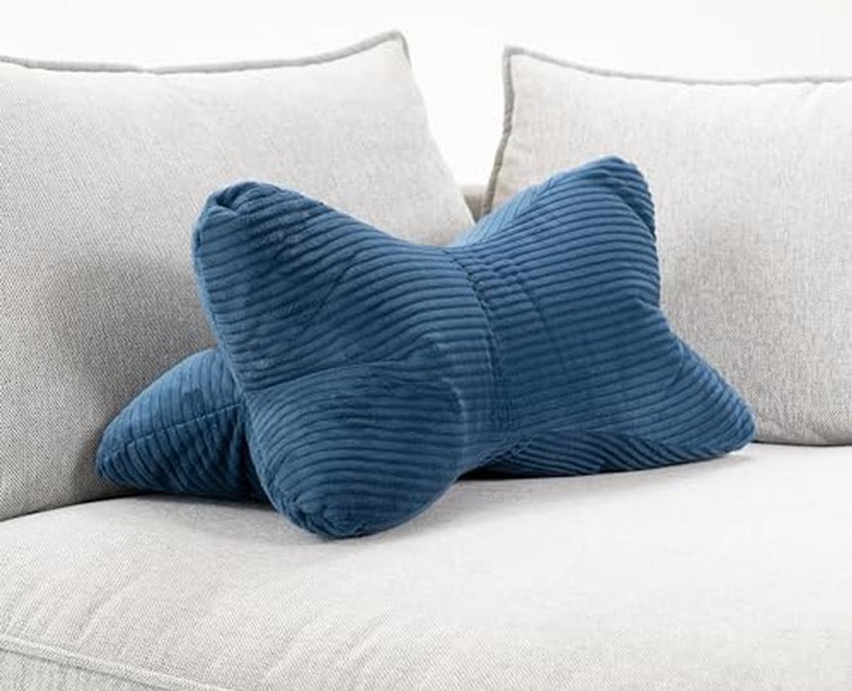 XXL Leeskussen 60 x 30 x 30 cm - Corduroy, Blauwe Nekrol voor Religeren en Ontspannen - Wasbaar op 60 °C - Öko-Tex 100 Gecertificeerd