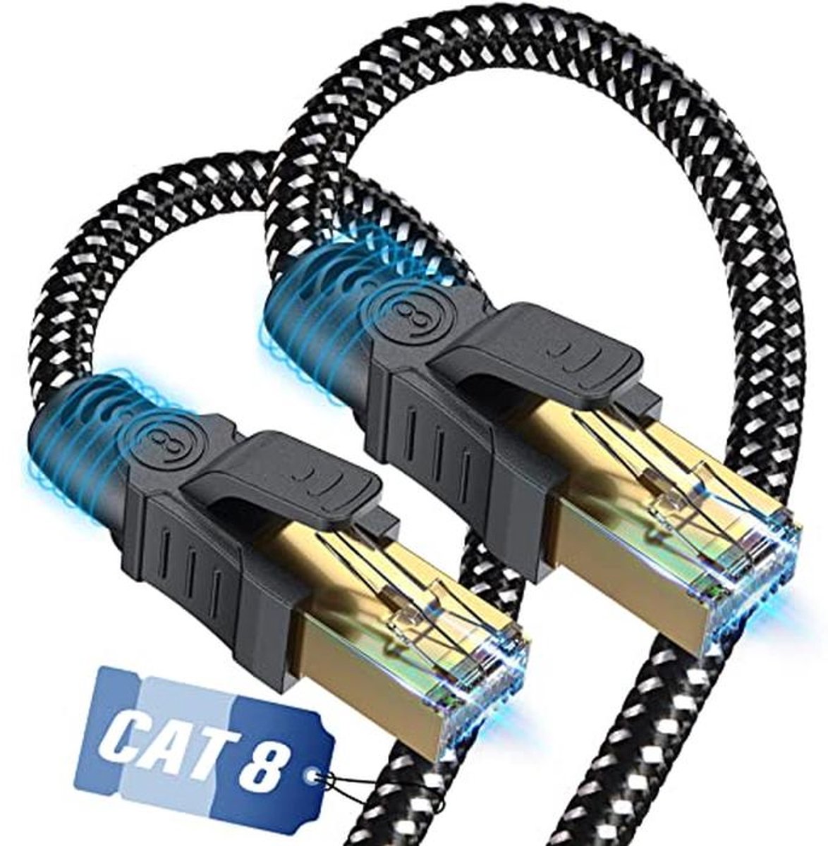 Cat 8 Ethernet Kabel 1 meter - Super Snel 40 Gbps - 2000 MHz - Compatibel met Router, Switch, Modem, Decoder en TV