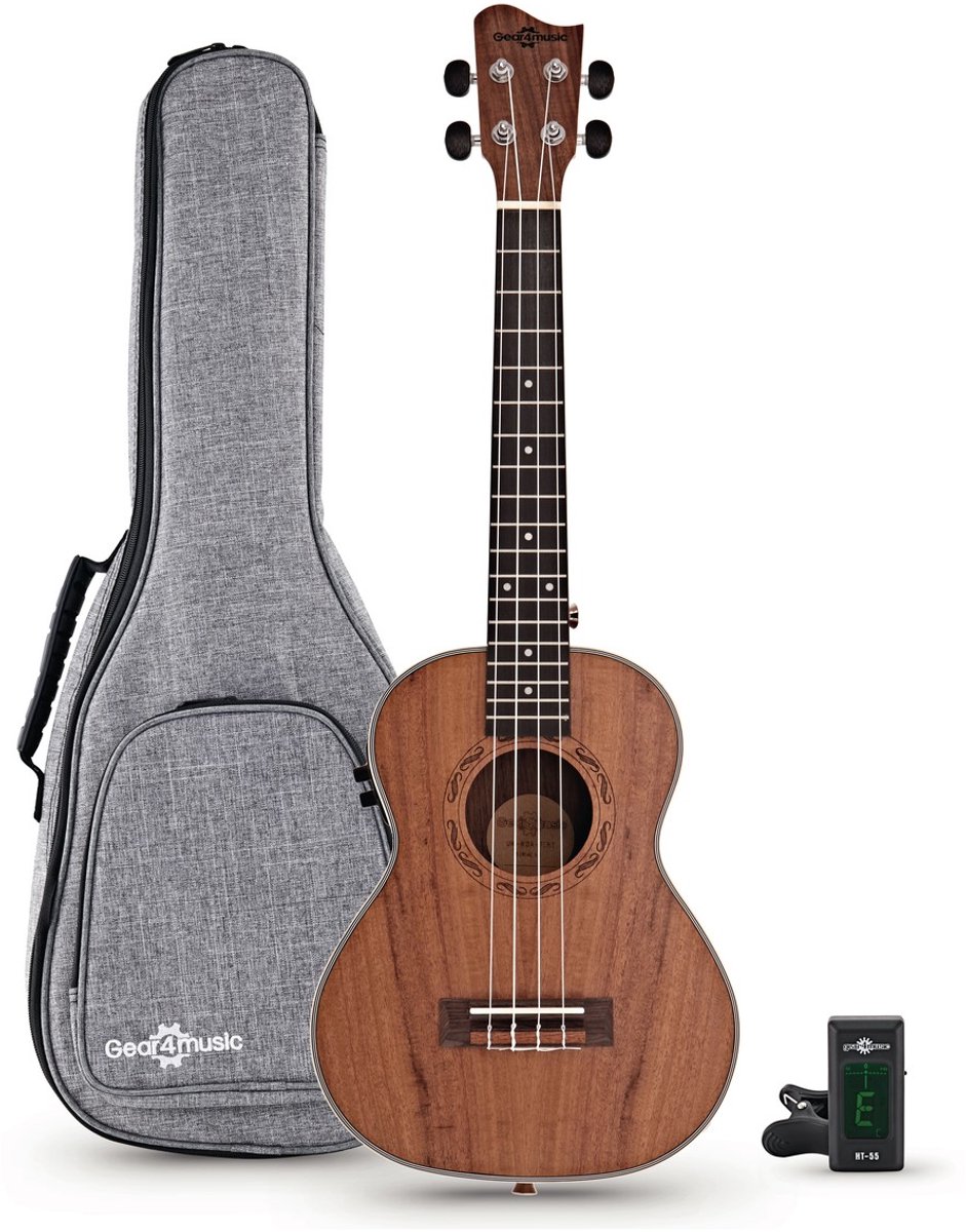 Koa Elektro-akoestische Tenor Ukulele met Pakket van Gear4music