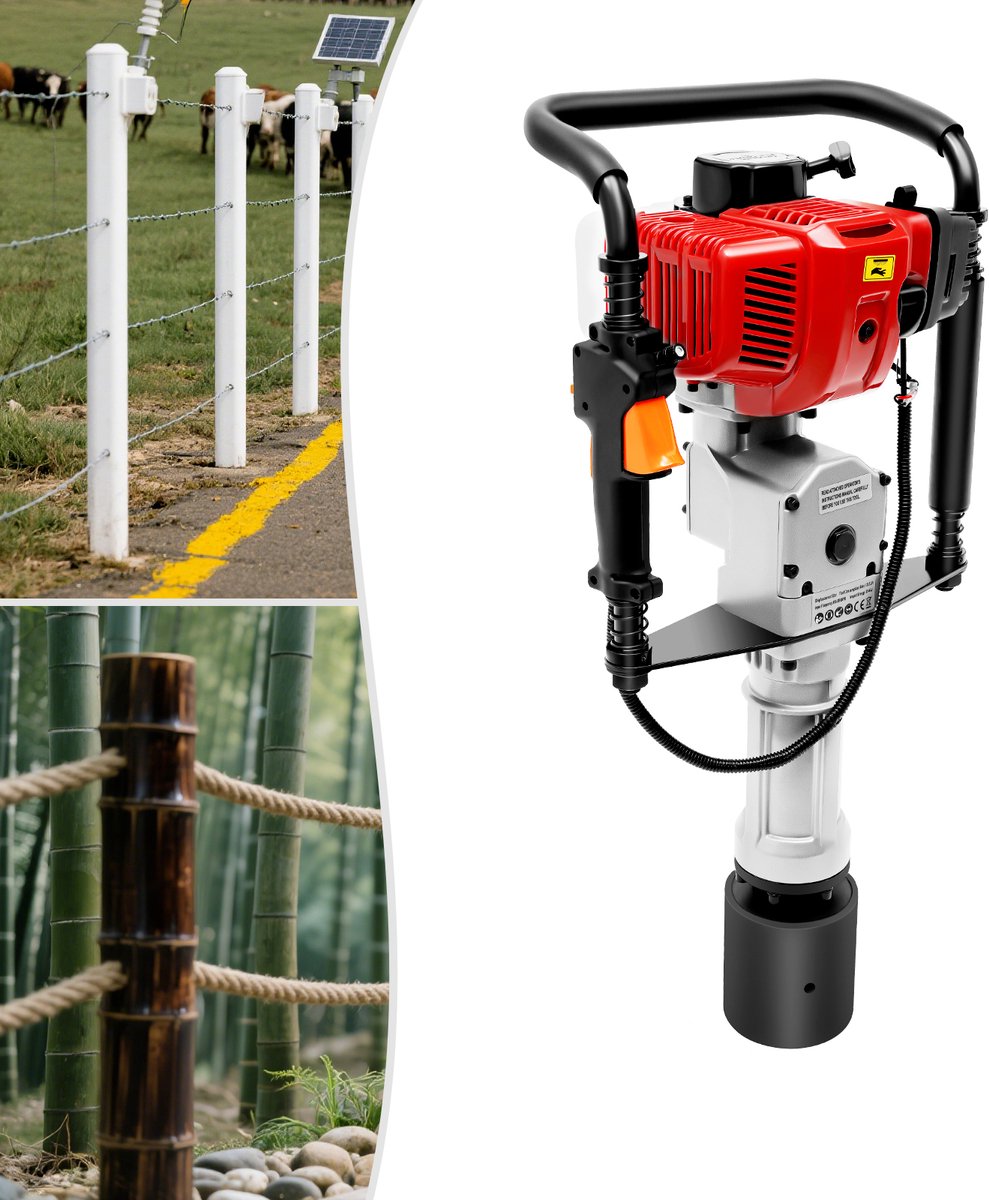 2-Takt 52cc Paalrammer 1L 1900W T-Paalrammer Sloophamer 800-2800bpm Voor Voor Omheining Boerderij Tuin