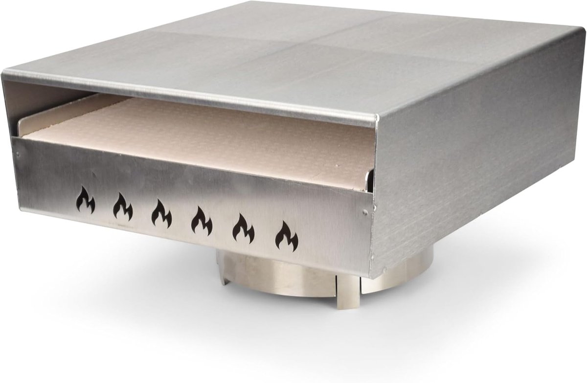 Pizzaoven Hulpstuk - Bakbuis Roestvrij Staal - Perfecte Pizza Bakken - Bovenwarmte Accumulatie - 38.5 x 38.5 x 21 cm